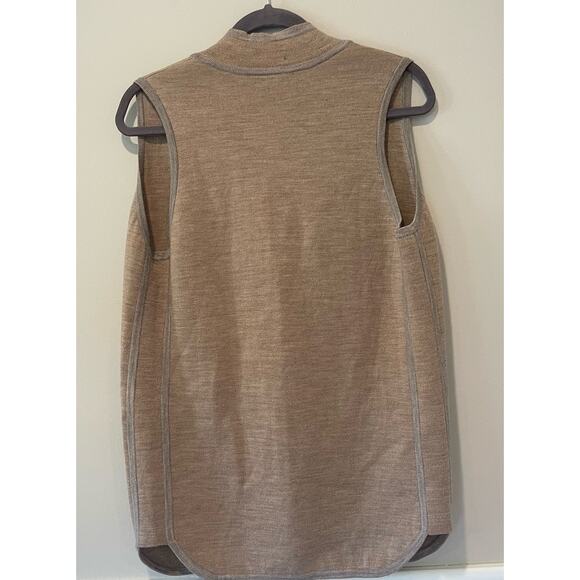 J. McLaughlin Sweater Vest Womens‎ Small Beige Open Cardigan Pockets Long Wool - Picture 5 of 6